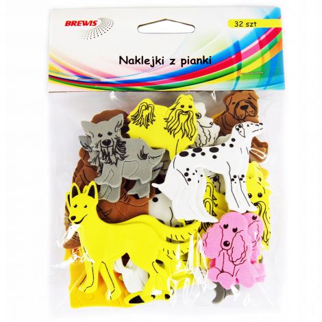 Naklejki z mikrogumy Brewis Psy, 32szt